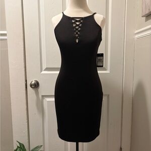 Guess Black Crisscross Mini Dress
